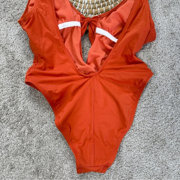 The Bikini Lab Women’s Tie Front One-Piece Swimsuit Beach in Orange Size S - Picture 5 of 16